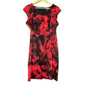Connected Apparel Vamp Sheath Dress Women's Size 6 Romantic Abstract Artsy Red